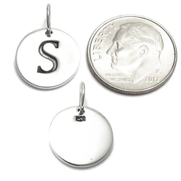 CLASSIC STERLING SILVER INITIAL ON A DISK CHARM - Picture 6 of 6